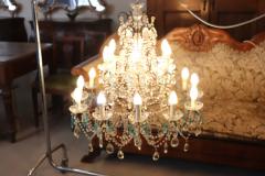 Early 20th Century Italian Bronze and Crystal Large Chandelier - 2991235