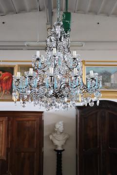 Early 20th Century Italian Bronze and Crystal Large Chandelier - 2991242