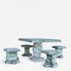 Early 20th Century Italian Charles X Style Garden Set Table and Four Stools - 2853817