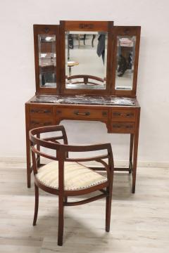 Early 20th Century Italian Cherry Wood Vanity Table with Armchair - 4036243