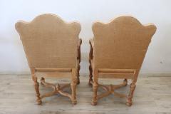 Early 20th Century Italian Louis XIV Style Poplar Wood Pair of Armchairs - 2670206