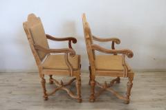 Early 20th Century Italian Louis XIV Style Poplar Wood Pair of Armchairs - 2670211