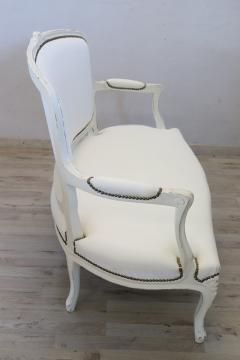 Early 20th Century Italian Louis XV Style White Lacquered Wood Settee - 2614848