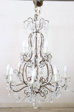Early 20th Century Italian Louis XVI Style Bronze and Crystals Chandelier - 2510154