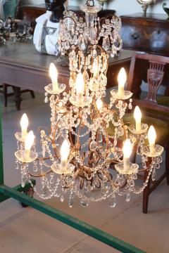 Early 20th Century Italian Louis XVI Style Bronze and Crystals Chandelier - 2510158