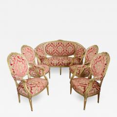 Early 20th Century Italian Louis XVI Style Gilded Living Room Set or Salon Suite - 2502466