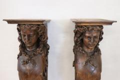 Early 20th Century Italian Pair of Caryatid Pilasters in Carved Walnut - 3480507