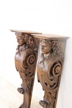 Early 20th Century Italian Pair of Caryatid Pilasters in Carved Walnut - 3480508