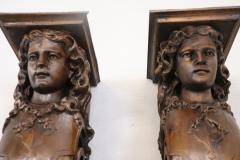 Early 20th Century Italian Pair of Caryatid Pilasters in Carved Walnut - 3480510