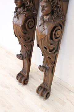 Early 20th Century Italian Pair of Caryatid Pilasters in Carved Walnut - 3480511