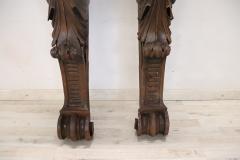 Early 20th Century Italian Pair of Caryatid Pilasters in Carved Walnut - 3480512