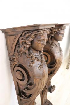 Early 20th Century Italian Pair of Caryatid Pilasters in Carved Walnut - 3480513