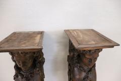 Early 20th Century Italian Pair of Caryatid Pilasters in Carved Walnut - 3480515