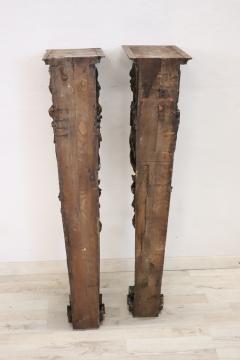 Early 20th Century Italian Pair of Caryatid Pilasters in Carved Walnut - 3480517