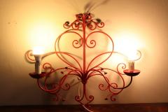 Early 20th Century Italian Wall Light or Sconce in Red Lacquered Iron - 2978984