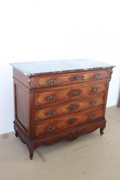 Early 20th Century Italian Walnut Antique Chest of Drawers with Marble Top - 3039555