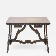 Early 20th Century Italian Walnut Small Fratino Table or Desk with Lyre Legs - 2729925