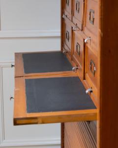 Early 20th Century Italian Wooden Filing Cabinet with Tambour Door - 4437717