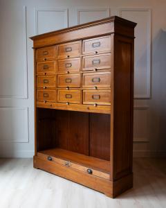 Early 20th Century Italian Wooden Filing Cabinet with Tambour Door - 4437737