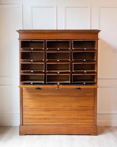 Early 20th Century Italian Wooden Filing Cabinet with Tambour Door - 4437770