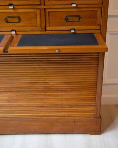 Early 20th Century Italian Wooden Filing Cabinet with Tambour Door - 4437865