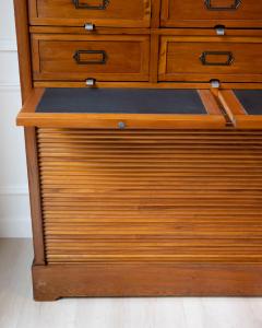 Early 20th Century Italian Wooden Filing Cabinet with Tambour Door - 4437877
