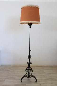 Early 20th Century Italian Wrought Iron Floor Lamp Height Adjustable - 2763027