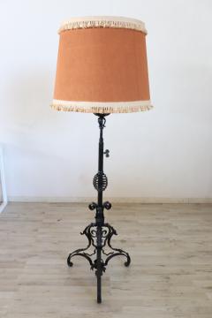 Early 20th Century Italian Wrought Iron Floor Lamp Height Adjustable - 2763032