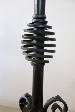 Early 20th Century Italian Wrought Iron Floor Lamp Height Adjustable - 2763033