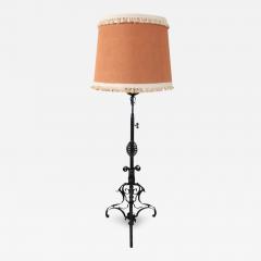 Early 20th Century Italian Wrought Iron Floor Lamp Height Adjustable - 2766122