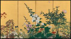 Early 20th Century Japanese Screen Flowers of the Four Seasons - 4249443