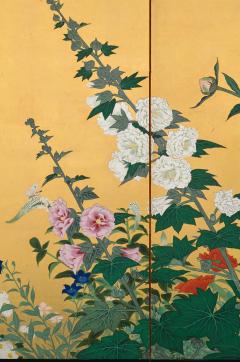Early 20th Century Japanese Screen Flowers of the Four Seasons - 4249460