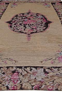 Early 20th Century Karabagh Black and Pink Flower Design Handmade Wool Rug - 2455645