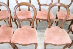 Early 20th Century Louis Philippe Style Beech Wood Set of Ten Chairs with Velvet - 2556554
