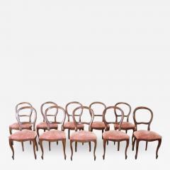 Early 20th Century Louis Philippe Style Beech Wood Set of Ten Chairs with Velvet - 2559483