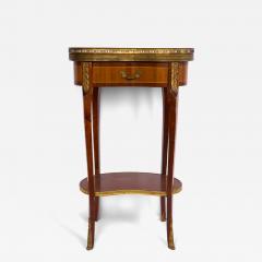 Early 20th Century Louis XV Style French Inlaid Marble Top Side Table - 4532123