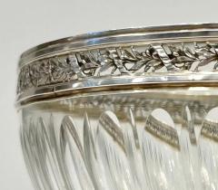 Early 20th Century Neoclassical Cut Crystal Bowl Hand Worked Silver Plated Rim - 4253014