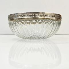 Early 20th Century Neoclassical Cut Crystal Bowl Hand Worked Silver Plated Rim - 4253018