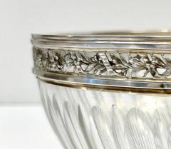 Early 20th Century Neoclassical Cut Crystal Bowl Hand Worked Silver Plated Rim - 4253024