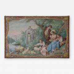 Early 20th Century Neoclassical Wall Tapestry Hand Painted - 2564264