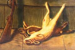 Early 20th Century Oil Canvas Trompe Loeil Painting Wood Frame - 1038408