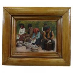 Early 20th Century Oil Painting on Board Peasant Scene Signed - 2556615