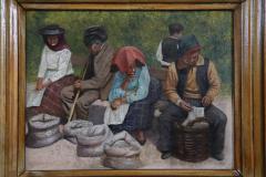 Early 20th Century Oil Painting on Board Peasant Scene Signed - 2556618
