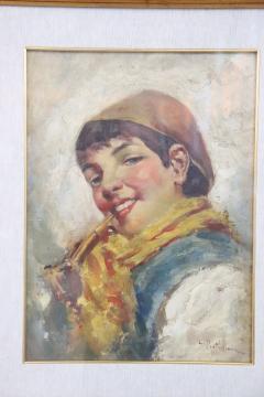 Early 20th Century Oil Painting on Board by Luca Postiglione Italian Artist - 2409848
