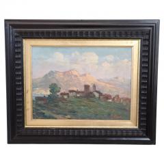 Early 20th Century Oil on Board Italian Painting Mountain Town Signed - 2635420