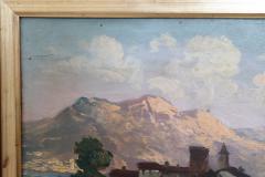 Early 20th Century Oil on Board Italian Painting Mountain Town Signed - 2635426