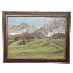 Early 20th Century Oil on Canvas Italian Painting Mountain Landscape - 2635414