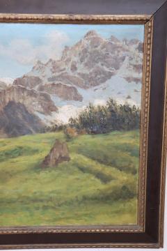 Early 20th Century Oil on Canvas Italian Painting Mountain Landscape - 2635417