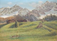 Early 20th Century Oil on Canvas Italian Painting Mountain Landscape - 2641682