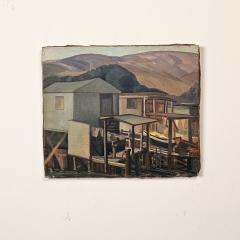 Early 20th Century Oil on Canvas Painting of Marin Houses by W F Rauschnabel - 3392472